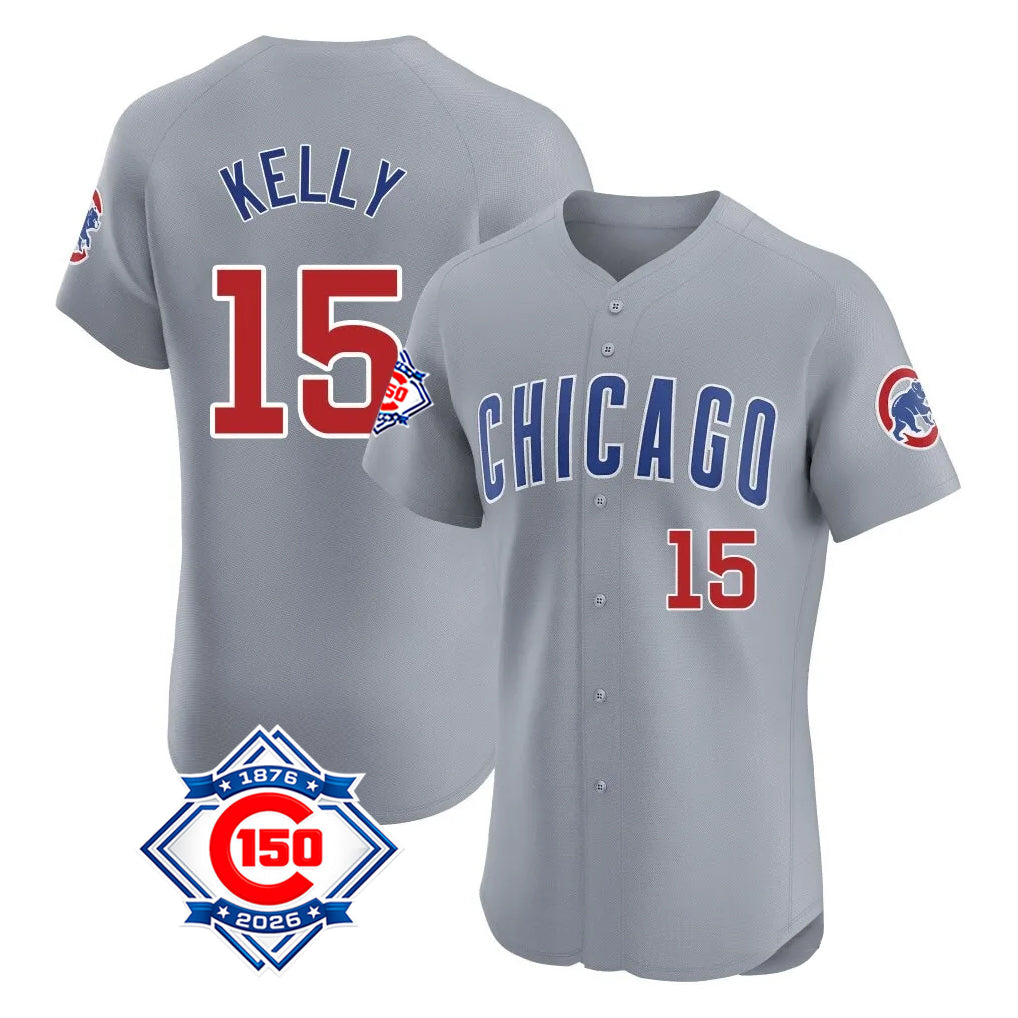 Chicago Cubs #15 Carson Kelly Player Gray HeidiMiller Road 150th Anniversary Limited Elite Home Stitched Jerseys