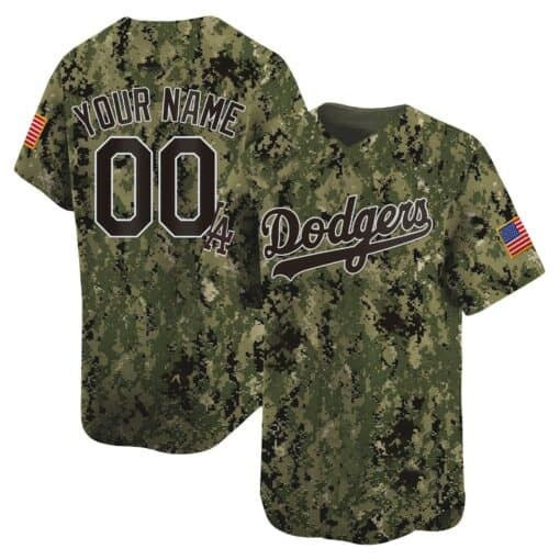 Custom Los Angeles Dodgers USMC Alternate Vapor Premier Limited Jersey ¨C All Stitched-Woodland HeidiMiller