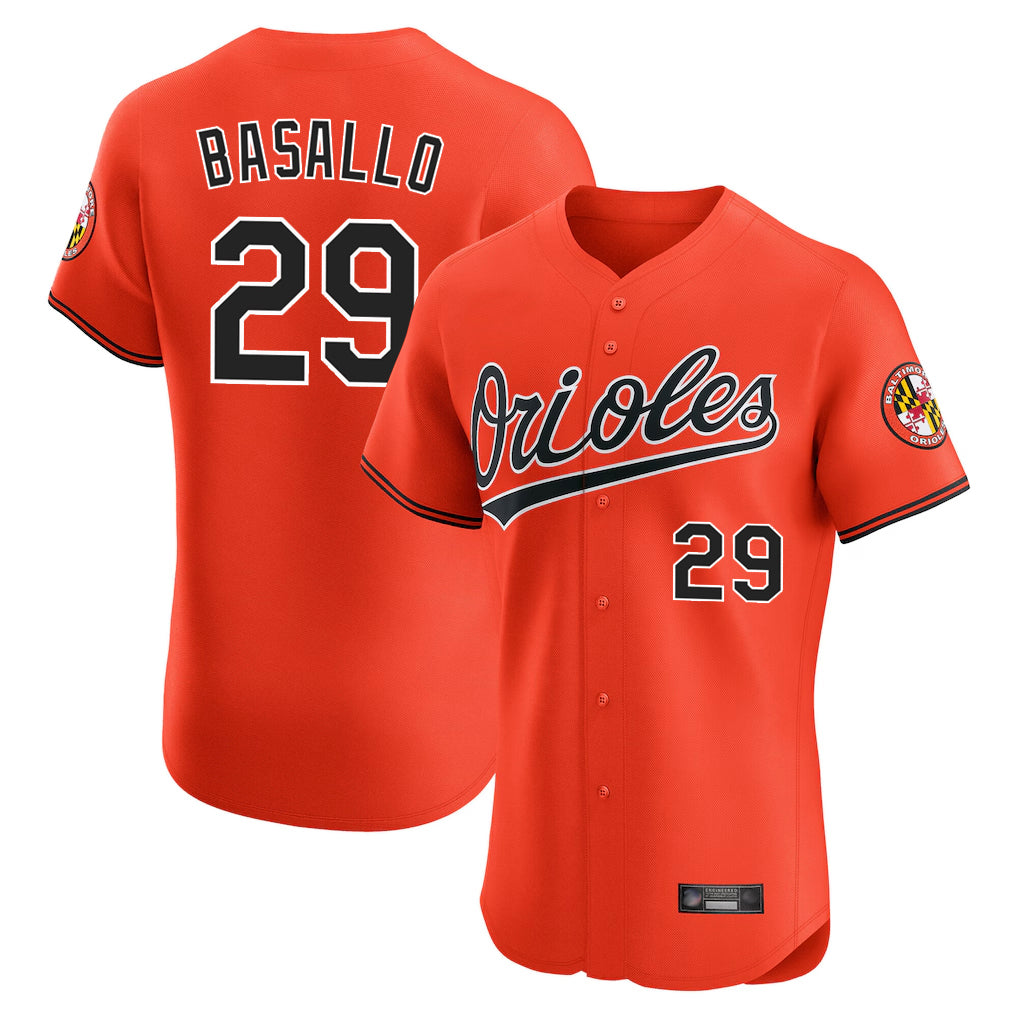 Baltimore Orioles #29 Samuel Basallo Player Orange HeidiMiller Limited Elite Home Game Stitched Jerseys