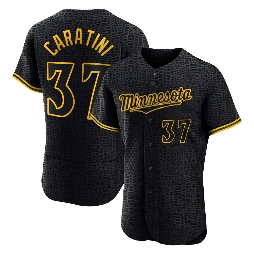Minnesota Twins #37 Victor Caratini Player Black HeidiMiller Snake Skin City Home Limited Elite Stitched Jerseys
