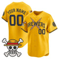 Custom Milwaukee Brewers x One Piece Gold HeidiMiller Vapor Premier Limited Jersey - Stitched