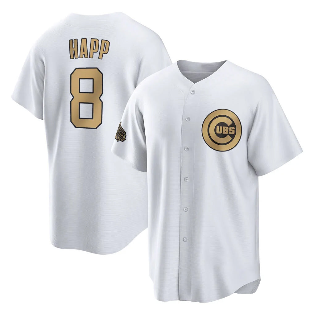 Chicago Cubs #8 Ian Happ Player Gold HeidiMiller All-Star Game Home Stitched Jerseys
