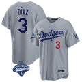 Los Angeles Dodgers #3 Edwin D¨ªaz Player Gray HeidiMiller World Series Meet Game Home Stitched Jerseys