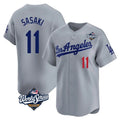Los Angeles Dodgers #11 Roki Sasaki Player Gray HeidiMiller World Series Limited Home Stitched Jerseys