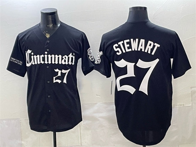 Cincinnati Reds #27 Sal Stewart Black HeidiMiller 'Gothic Queen City Edition' Vapor Premier Limited Stitched Jersey