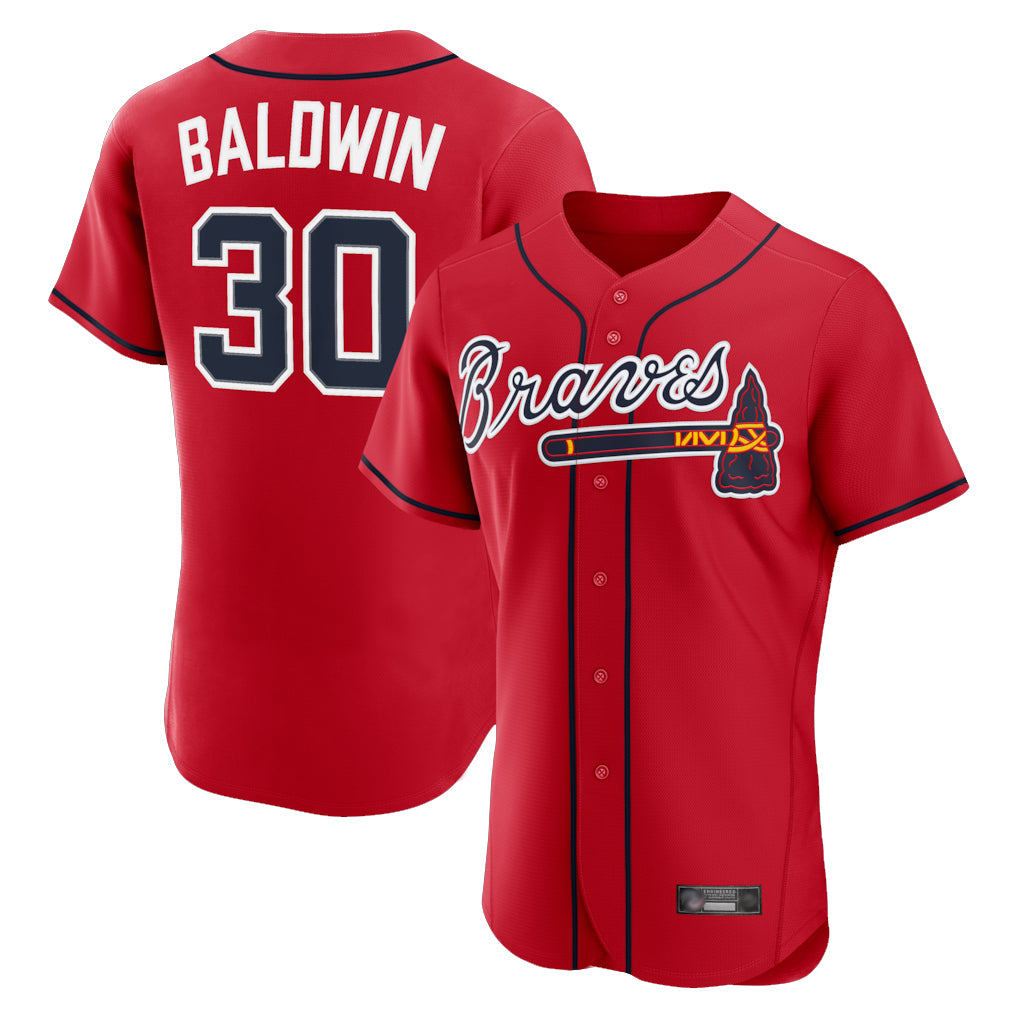 Atlanta Braves #30 Drake Baldwin Player Red HeidiMiller Limited Elite Home Game Stitched Jerseys