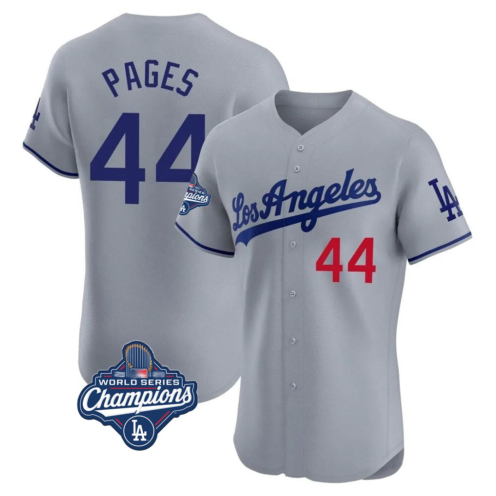 Los Angeles Dodgers #44 Andy Pages Player Gray HeidiMiller World Series Meet Limited Elite Home Stitched Jerseys