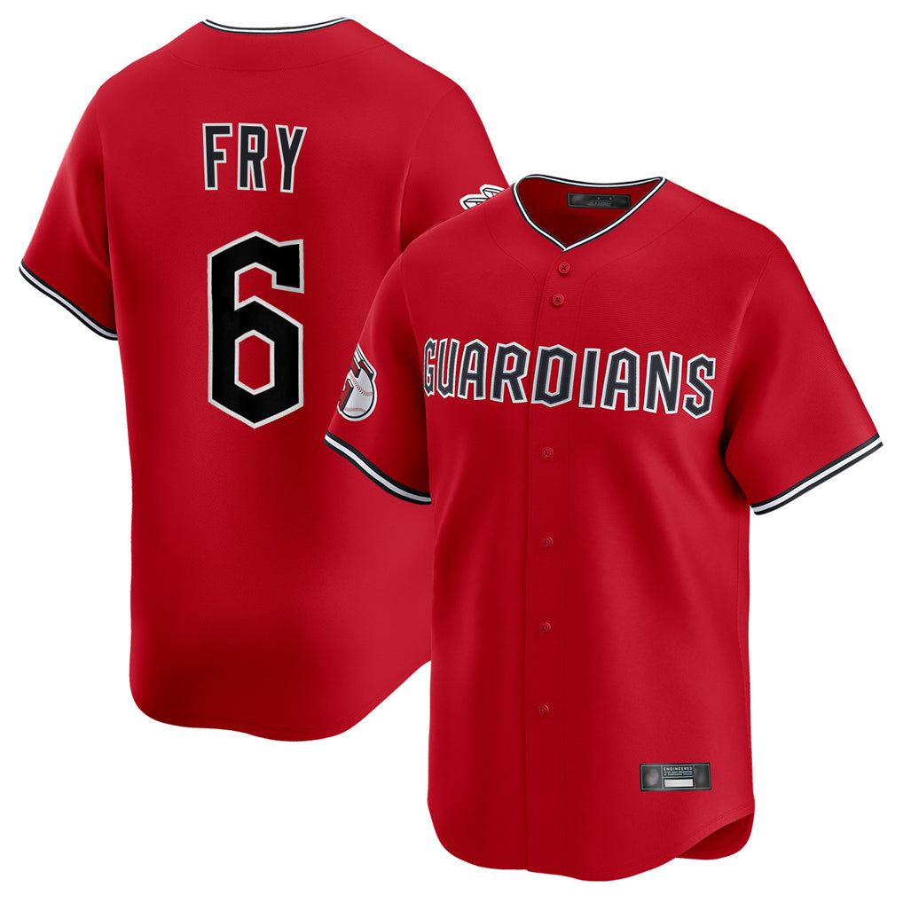 Cleveland Guardians #6 David Fry Player Red HeidiMiller Limited Home Stitched Jerseys