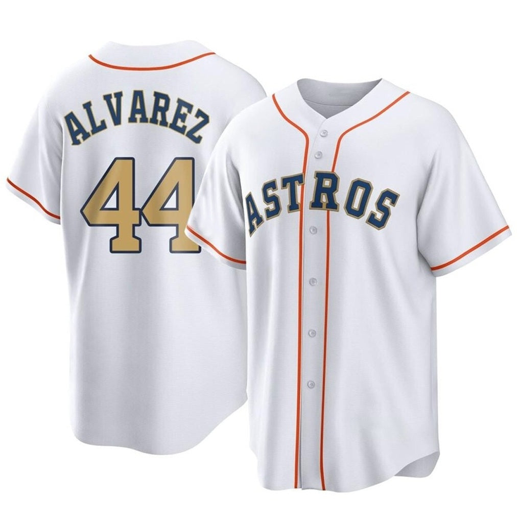 Houston Astros #44 Yordan Alvarez Player Gold HeidiMiller Collection Game Home Stitched Jerseys
