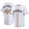 Houston Astros #44 Yordan Alvarez Player Gold HeidiMiller Collection Game Home Stitched Jerseys