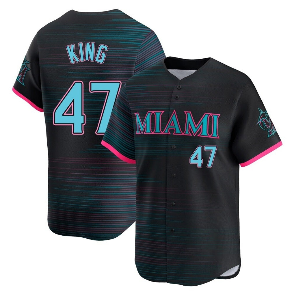 Miami Marlins #47 John King Player Black HeidiMiller City Connect Home Limited Stitched Jerseys