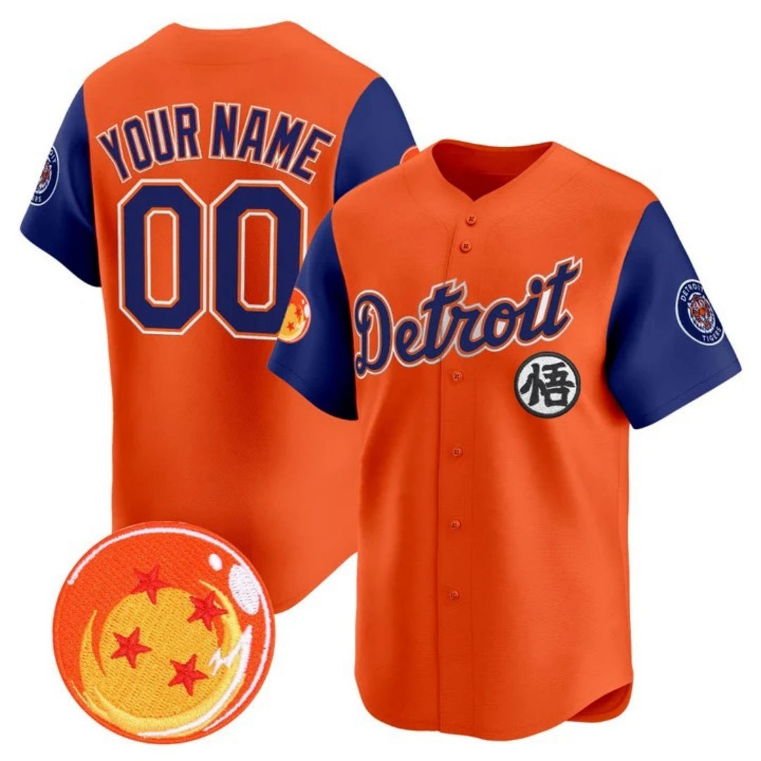 Custom Detroit Tigers x Dragon Ball Royal Orange HeidiMiller Vapor Premier Limited Jersey - All Stitched