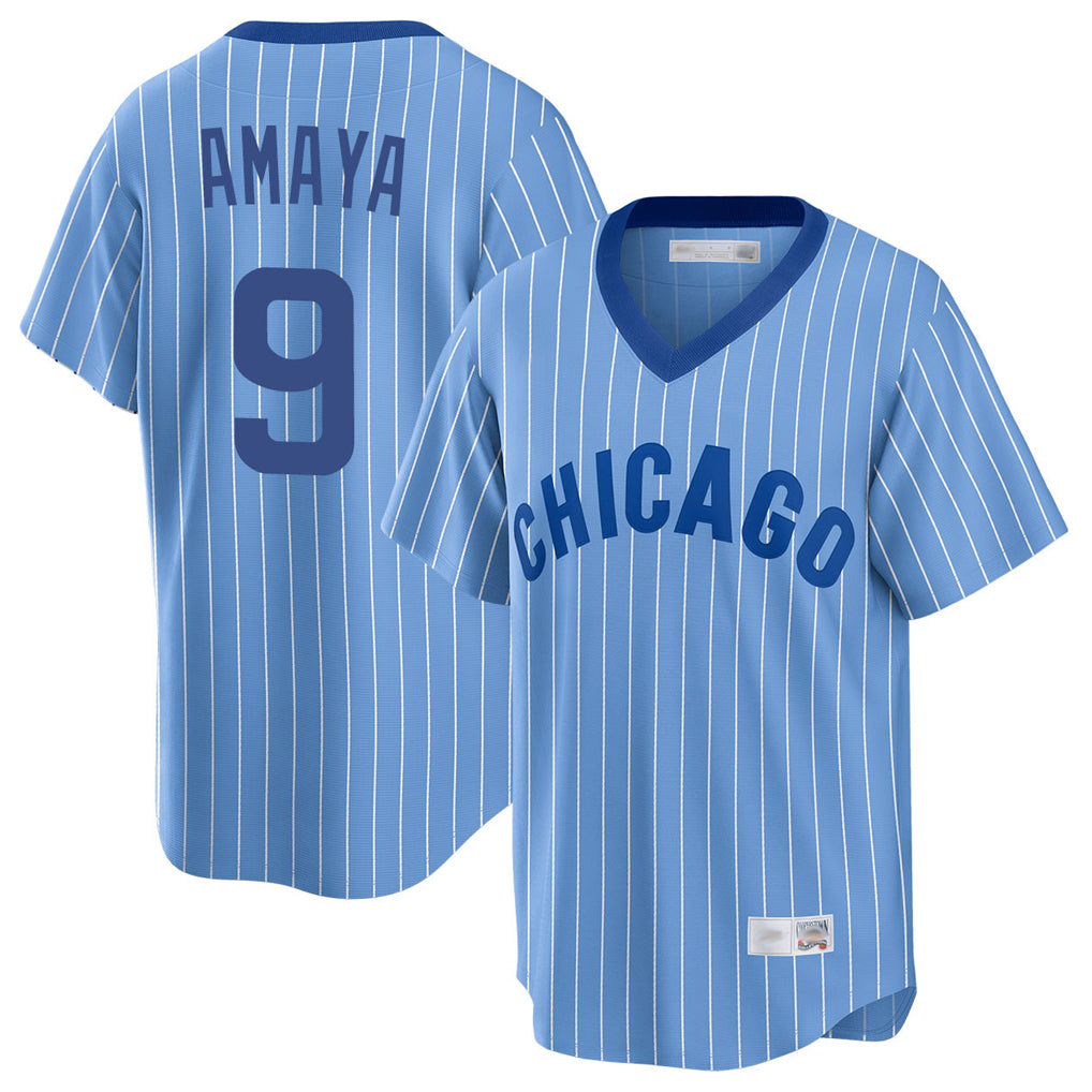 Chicago Cubs #9 Miguel Amaya Player Blue HeidiMiller T-shirt Cooperstown Collection Limited Stitched Jerseys