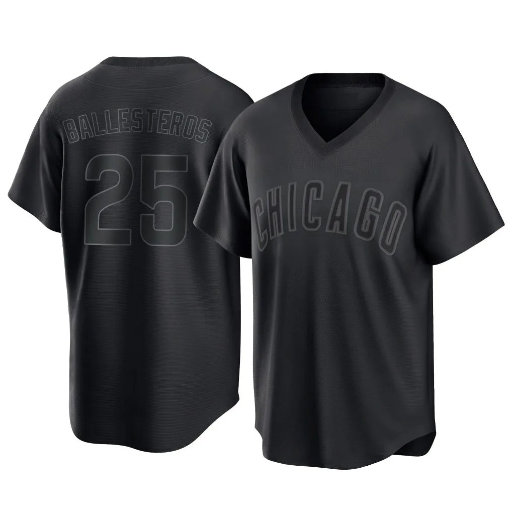 Chicago Cubs #25 Moises Ballesteros Player Black HeidiMiller T-shirt Home Game Stitched Jerseys