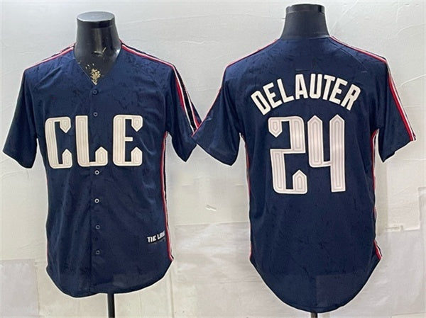 Cleveland Guardians #24 Chase DeLauter Navy HeidiMiller 2024 City Connect Limited Stitched Jersey