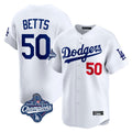 Los Angeles Dodgers #50 Mookie Betts Player White HeidiMiller World Series Meet Limited Home Stitched Jerseys