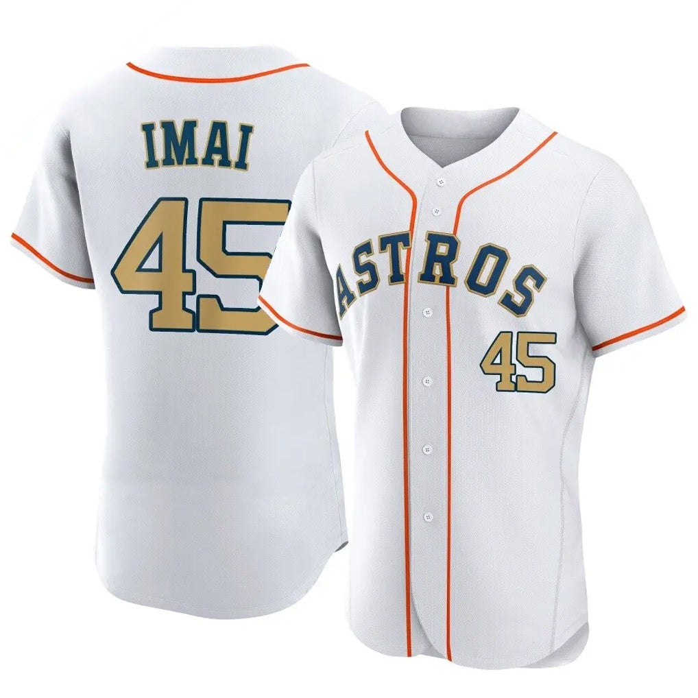 Houston Astros #45 Tatsuya Imai Player Gold HeidiMiller Collection Limited Elite Home Stitched Jerseys