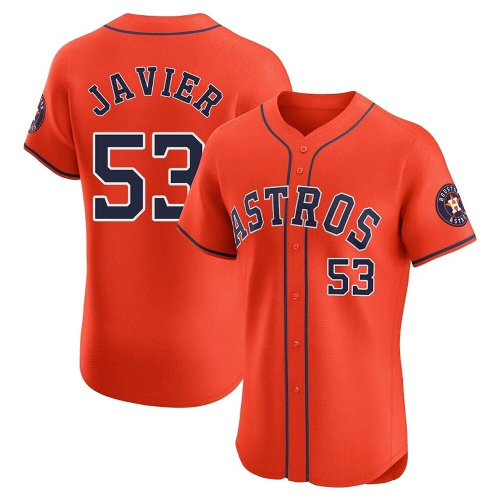 Houston Astros #53 Cristian Javier Player Orange HeidiMiller Home Limited Elite Stitched Jerseys