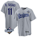 Los Angeles Dodgers #11 Roki Sasaki Player Gray HeidiMiller World Series Game Stitched Jerseys