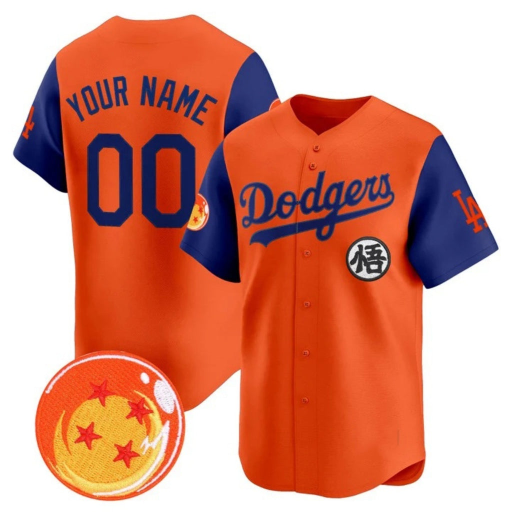 Custom Los Angeles Dodgers x Dragon Ball Royal Orange HeidiMiller Vapor Premier Limited Jersey - Stitched