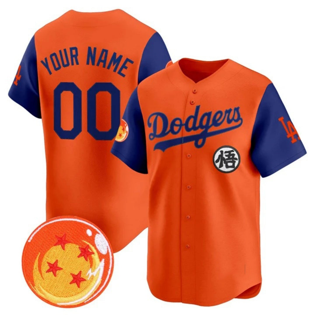 Custom Los Angeles Dodgers x Dragon Ball Royal Orange HeidiMiller Vapor Premier Limited Jersey - Stitched