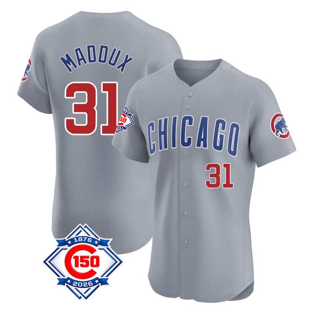 Chicago Cubs #31 Greg Maddux Player Gray HeidiMiller Road 150th Anniversary Limited Elite Home Stitched Jerseys