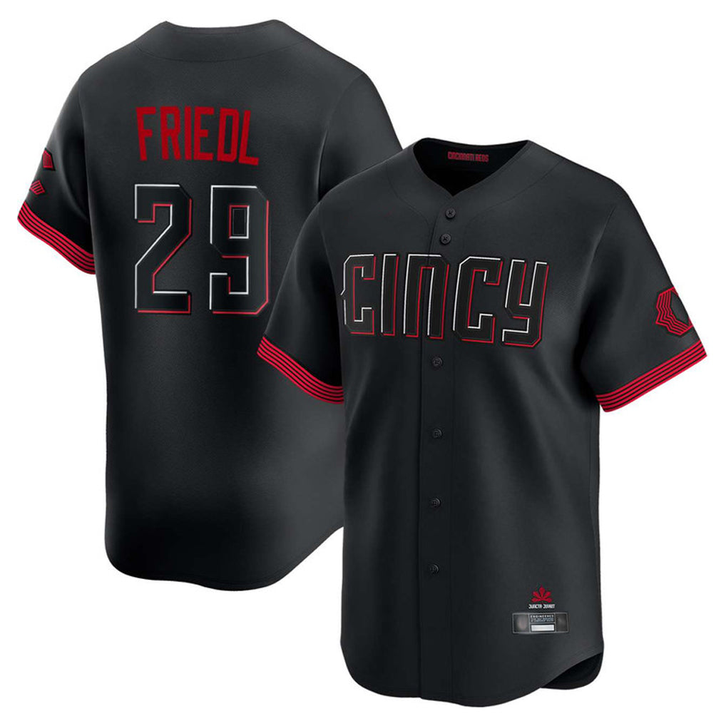 Cincinnati Reds #29 TJ Friedl Player Black HeidiMiller City Connect Home Limited Stitched Jerseys