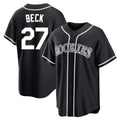 Colorado Rockies #27 Jordan Beck Player Black HeidiMiller Fashion Out Home Game Stitched Jerseys