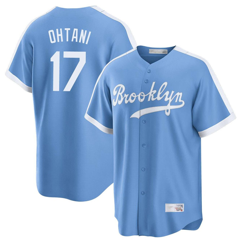 Los Angeles Dodgers #17 Shohei Ohtani Player Light Blue HeidiMiller Cooperstown Collection Limited Stitched Jerseys