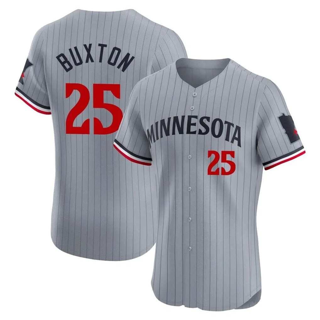Minnesota Twins #25 Byron Buxton Player Gray HeidiMiller Home Limited Elite Stitched Jerseys