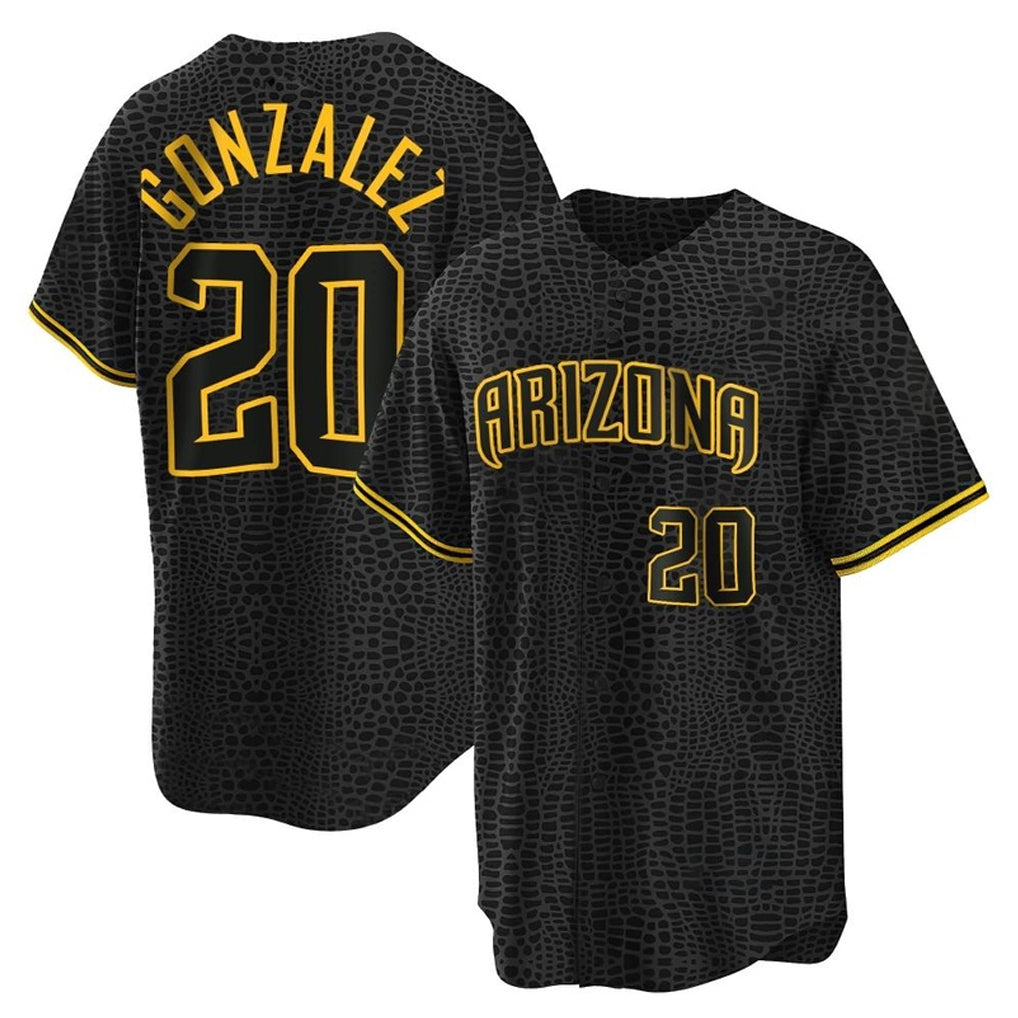 Arizona Diamondbacks #20 Luis Gonzalez Player Black HeidiMiller Snake Skin City Home Game Stitched Jerseys