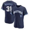 Chicago Cubs #31 Greg Maddux Player Navy HeidiMiller City Connect Limited Elite Home Stitched Jerseys