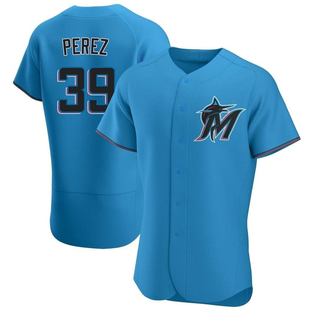Miami Marlins #39 Eury Perez Player Blue HeidiMiller Home Limited Elite Stitched Jerseys