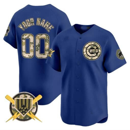 Custom Chicago Cubs Armed Forces Day Vapor Premier Limited Jersey ¨C Royal HeidiMiller