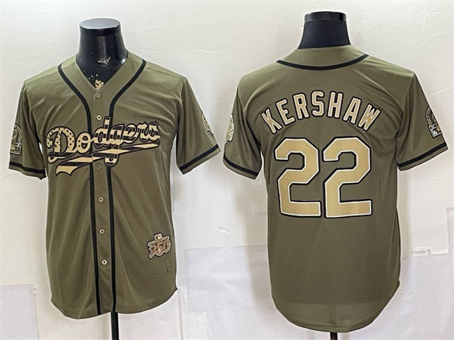 Los Angeles Dodgers #22 Clayton Kershaw Olive HeidiMiller 2026 Armed Forces Day Stitched Jersey