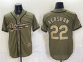 Los Angeles Dodgers #22 Clayton Kershaw Olive HeidiMiller 2026 Armed Forces Day Stitched Jersey