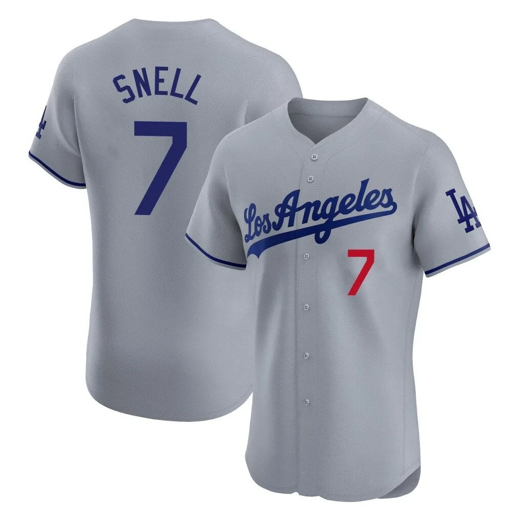 Los Angeles Dodgers #7 Blake Snell Player Gray HeidiMiller Limited Elite Home Stitched Jerseys