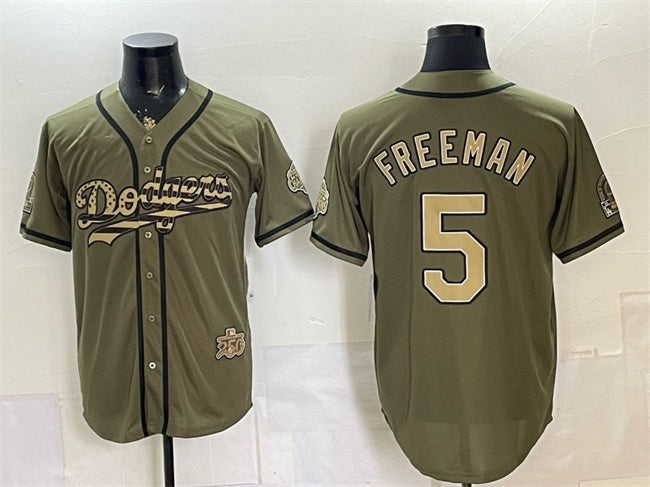 Los Angeles Dodgers #5 Freddie Freeman Olive HeidiMiller 2026 Armed Forces Day Stitched Jersey 2