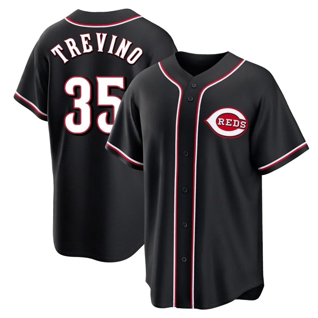 Cincinnati Reds #35 Jose Trevino Player Black HeidiMiller Fashion Out Home Game Stitched Jerseys