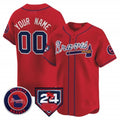 Custom Atlanta Braves 2024 Spring Training Patch Vapor Premier Limited Jersey ¨C Red HeidiMiller