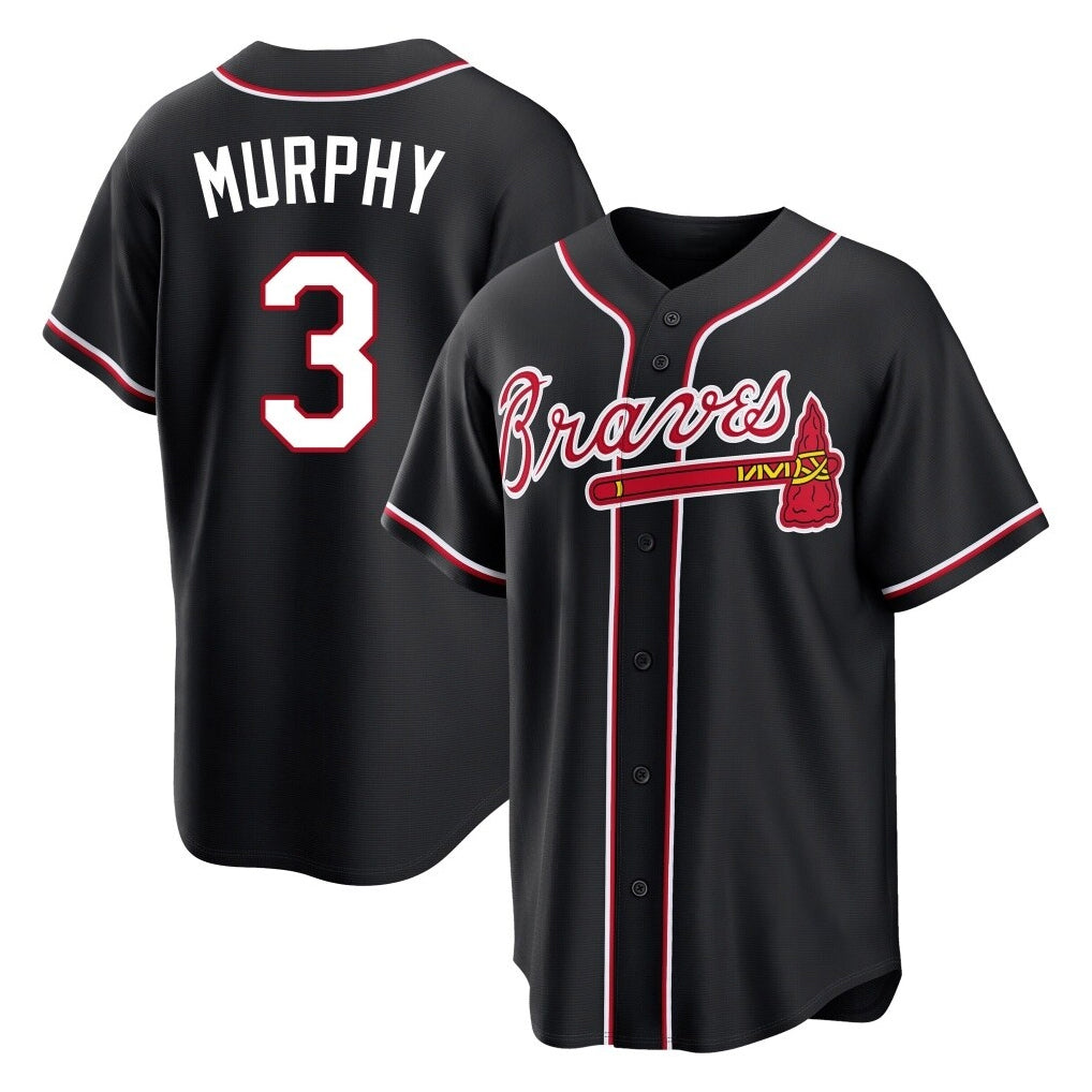 Atlanta Braves #3 Dale Murphy Player Black HeidiMiller Fashion Out Game Stitched Jerseys