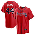 Atlanta Braves #44 Hank Aaron Player Red HeidiMiller Home Game Stitched Jerseys