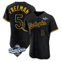 Los Angeles Dodgers #5 Freddie Freeman Player Black HeidiMiller World Series Snake Skin City Limited Elite Home Stitched Jerseys