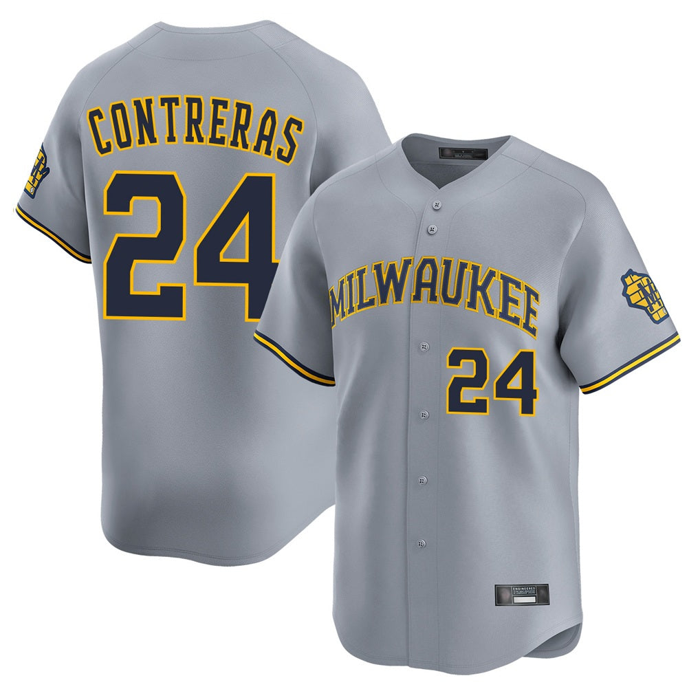 Milwaukee Brewers #24 William Contreras Player Gray HeidiMiller Home Limited Stitched Jerseys