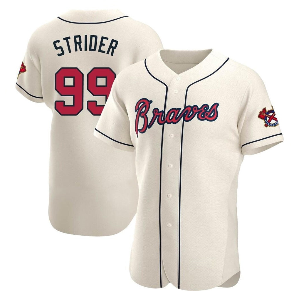 Atlanta Braves #99 Spencer Strider Player Cream HeidiMiller Limited Elite Home Game Stitched Jerseys
