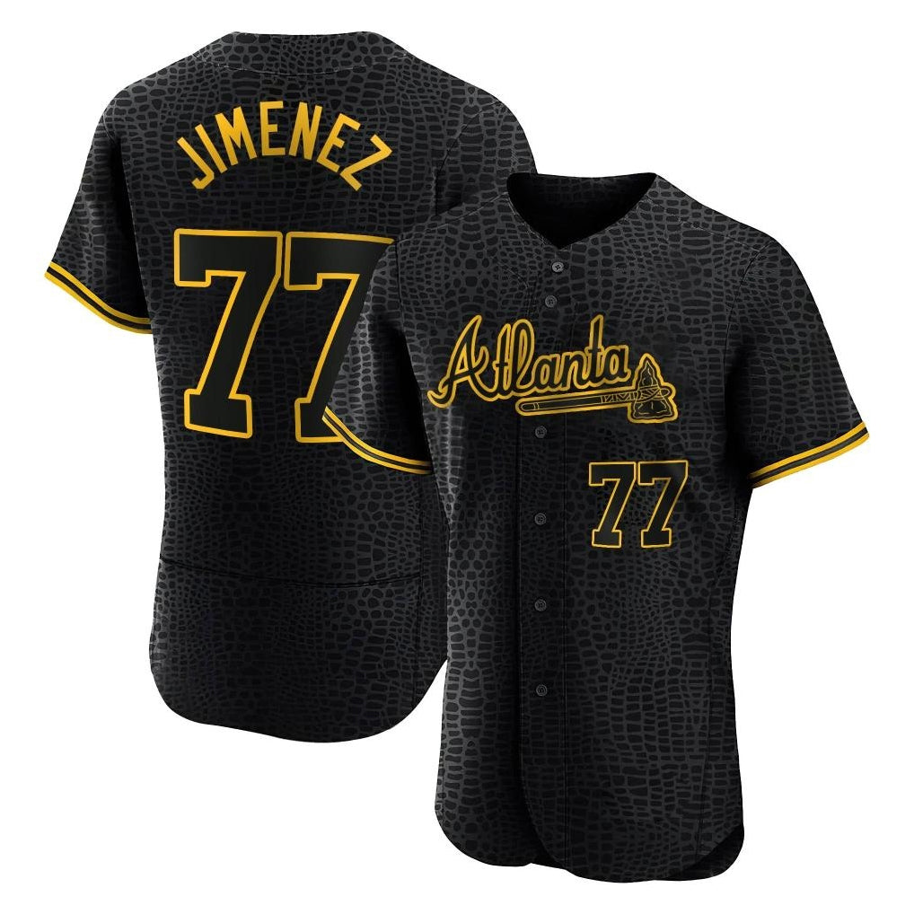 Atlanta Braves #77 Joe Jimenez Player Black HeidiMiller Snake Skin City Limited Elite Home Game Stitched Jerseys
