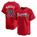 Atlanta Braves #31 Greg Maddux Player Red HeidiMiller Limited Home Game Stitched Jerseys