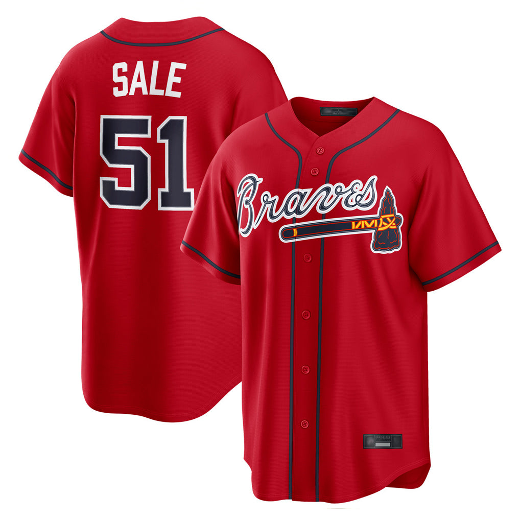 Atlanta Braves #51 Chris Sale Player Red HeidiMiller Home Game Stitched Jerseys