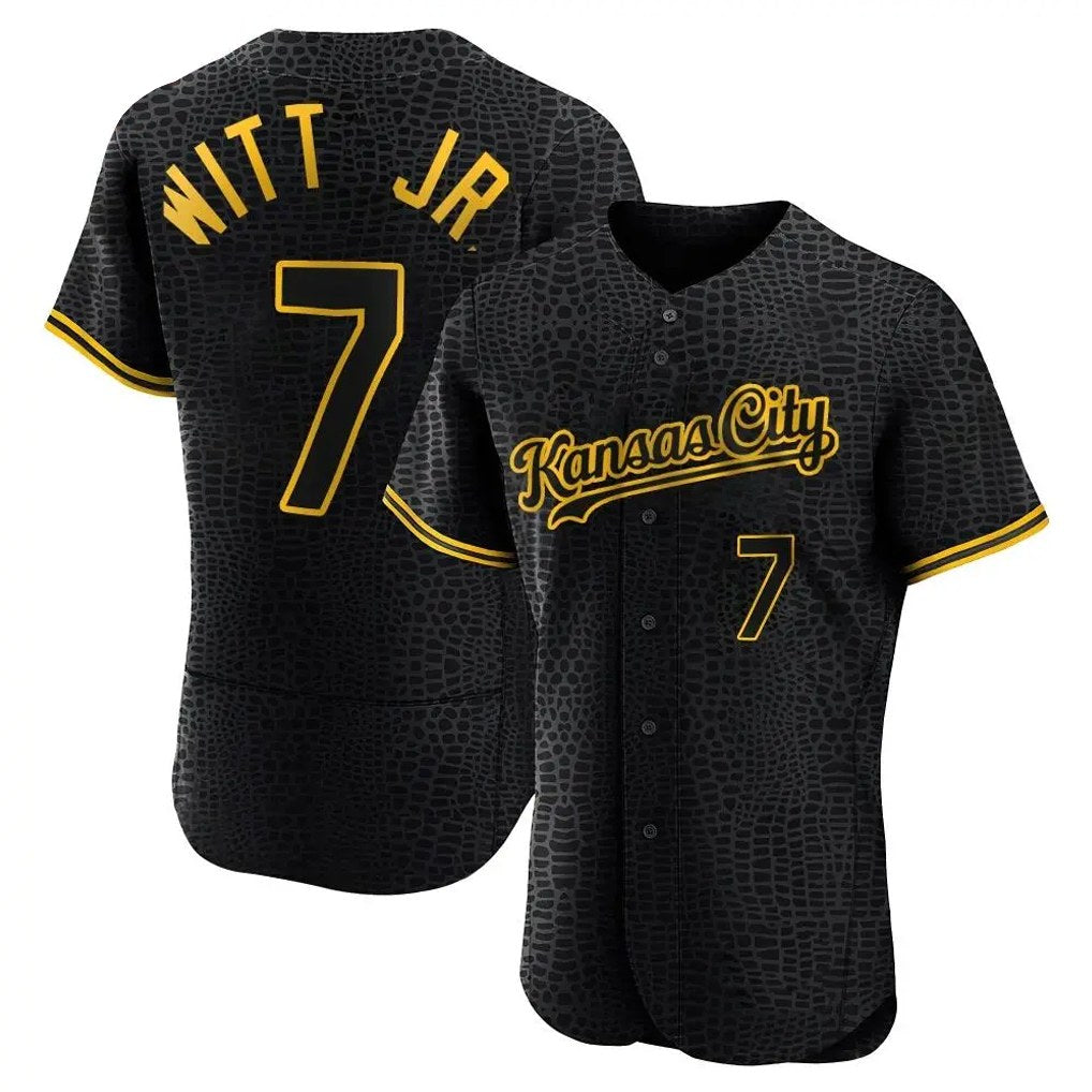 Kansas City Royals #7 Bobby Witt Jr. Player Black HeidiMiller Snake Skin City Limited Elite Stitched Jerseys