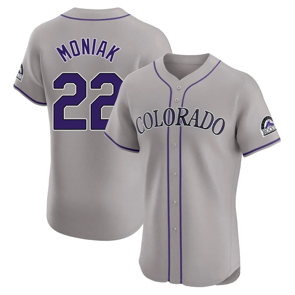 Colorado Rockies #22 Mickey Moniak Player Gray HeidiMiller Limited Elite Home Stitched Jerseys